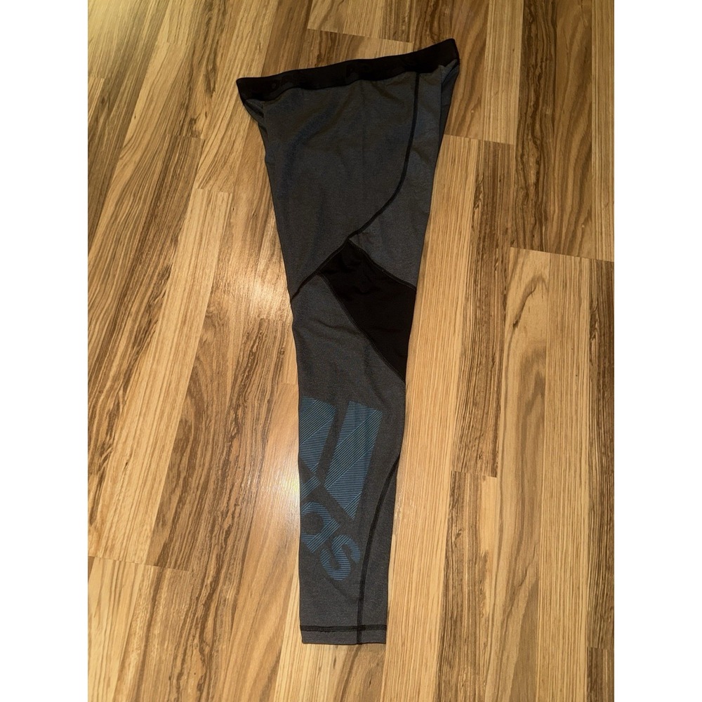 Adidas Leggings Athletic Pants Women's Large L Black Gray Mid Rise Logo Pull-on
